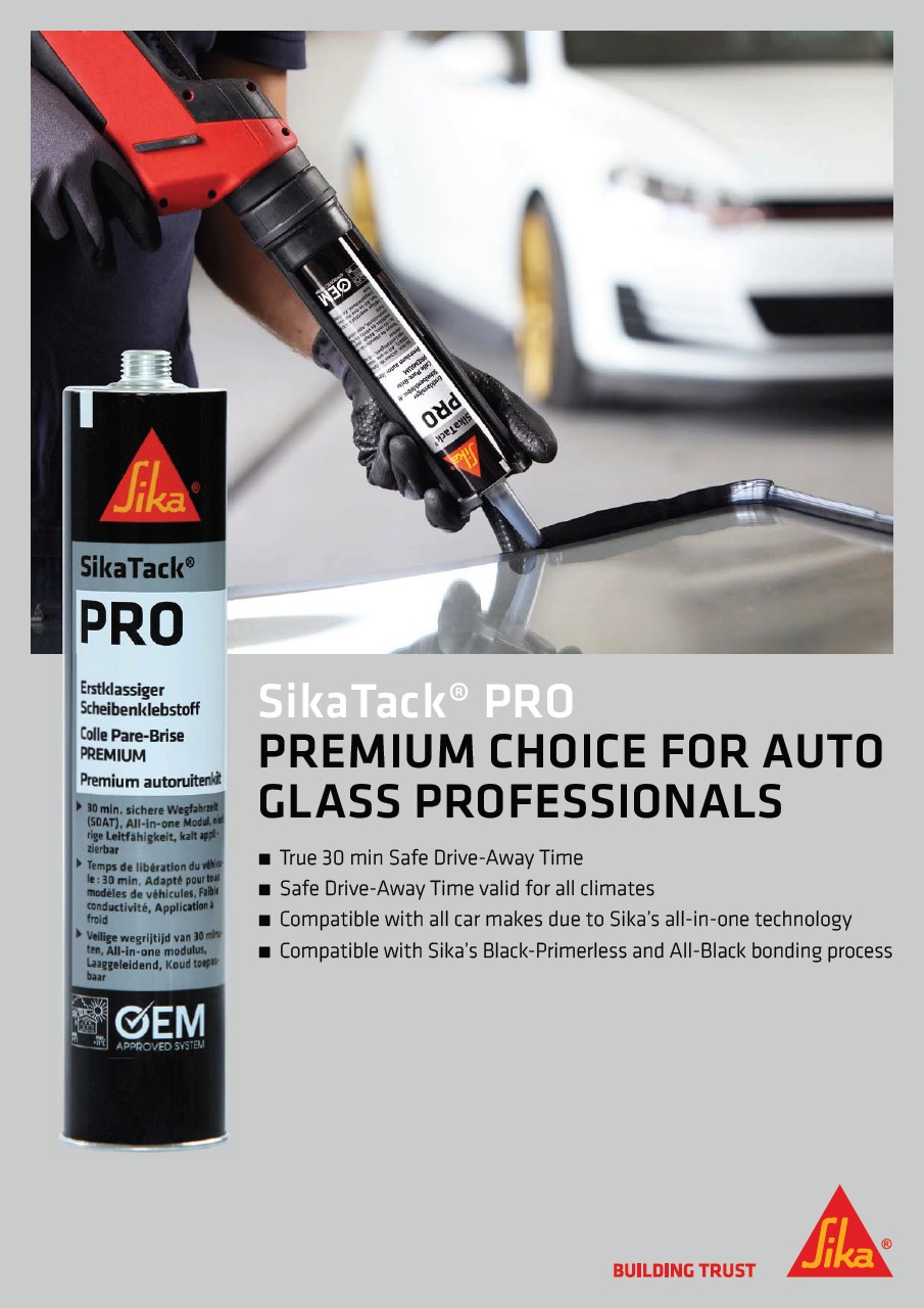 SikaTack ® PRO – Najlepszy wybór dla profesjonalistów wymiany szyb samochodowych Ulotka (EN)