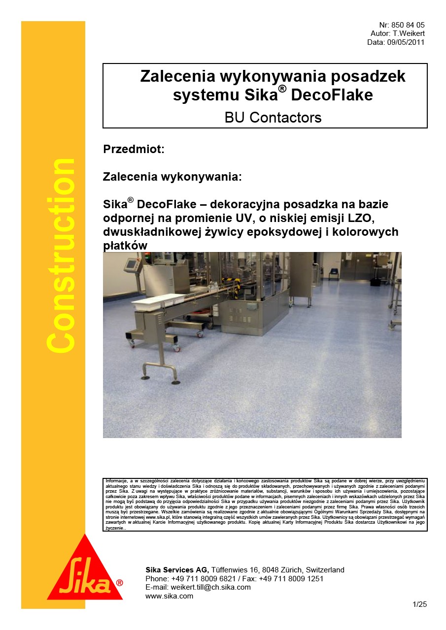 Instrukcja Stosowania Sika DecoFlake