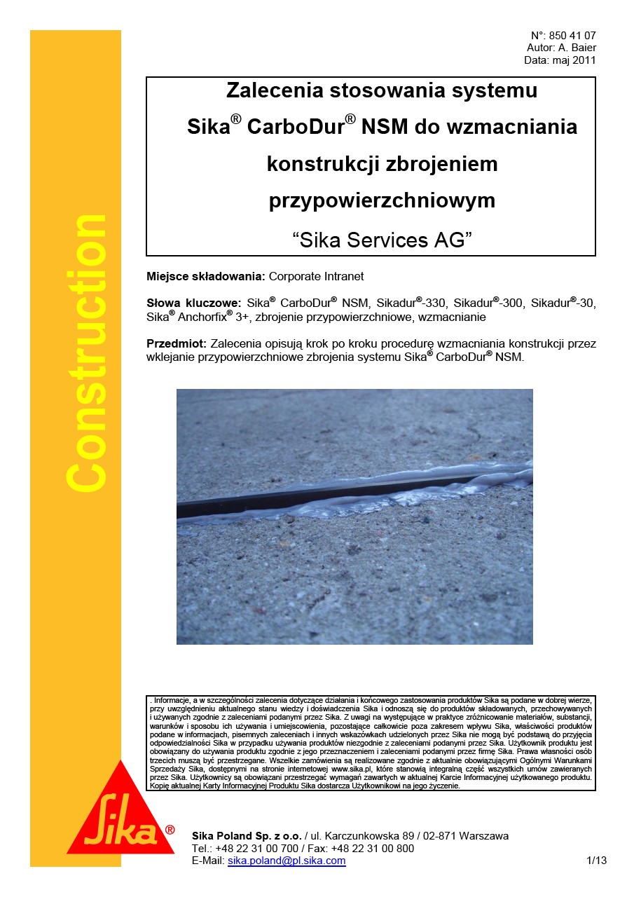 Instrukcja Stosowania Sika CarboDur_SM
