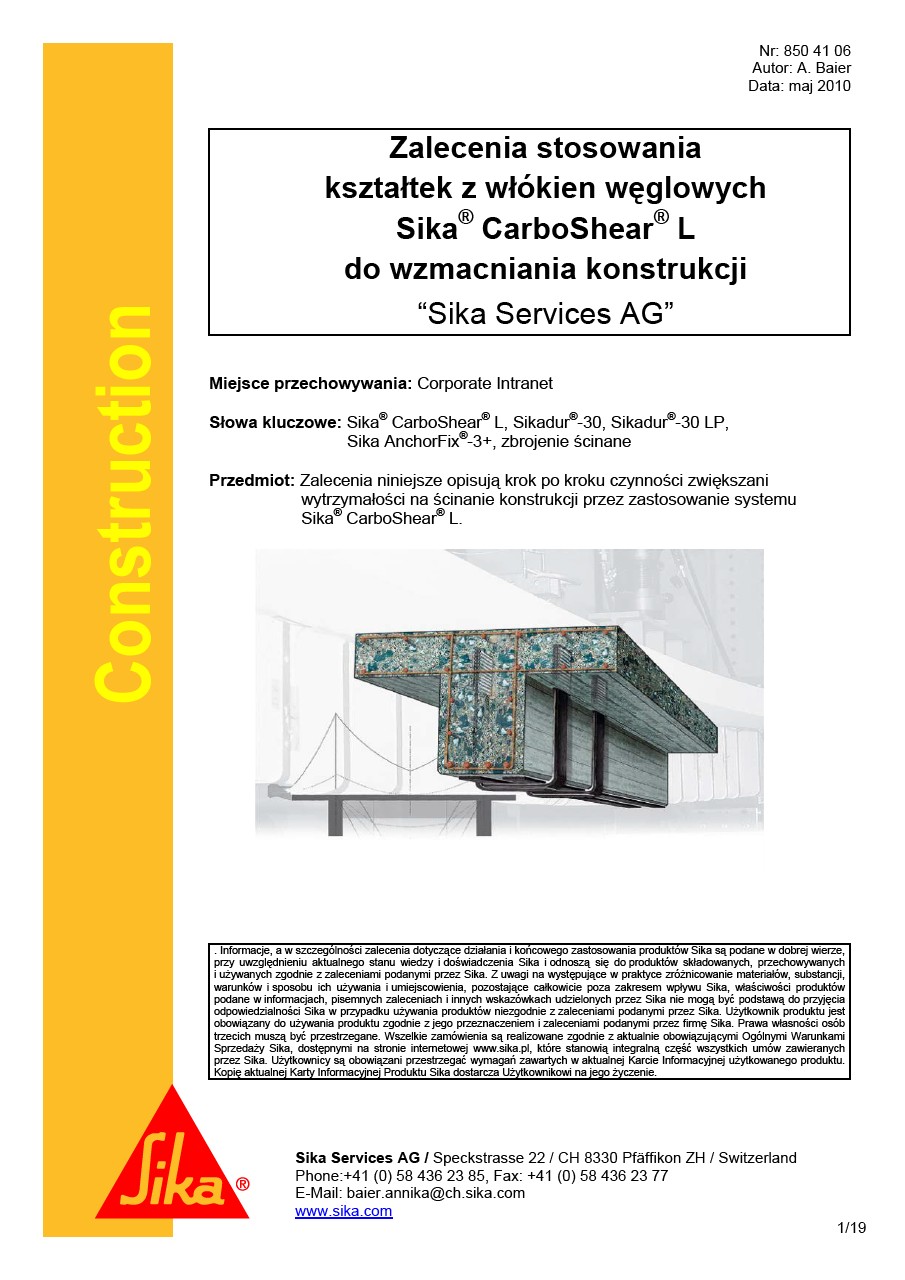Instrukcja Stosowania Sika CarboShear L