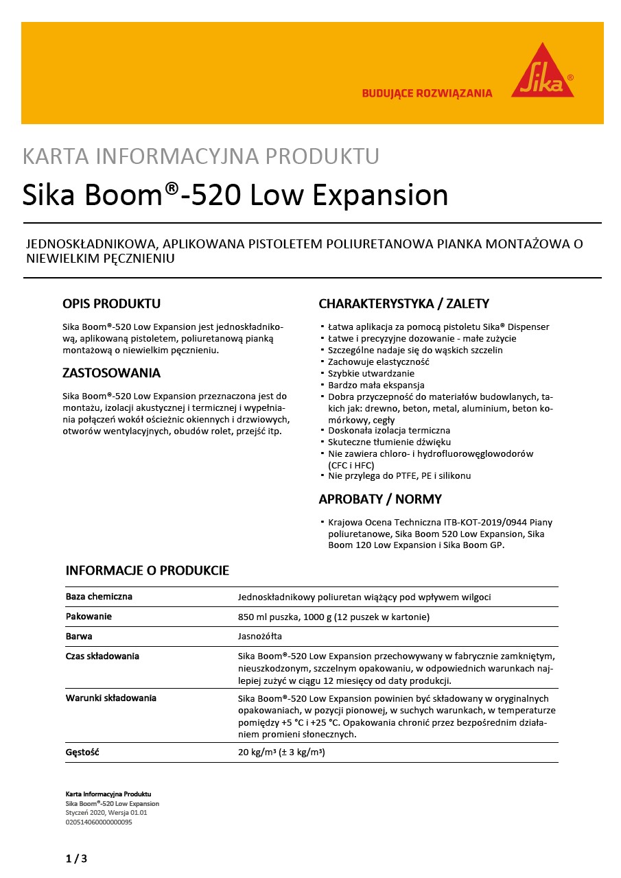 Sika Boom®-520 Low Expansion