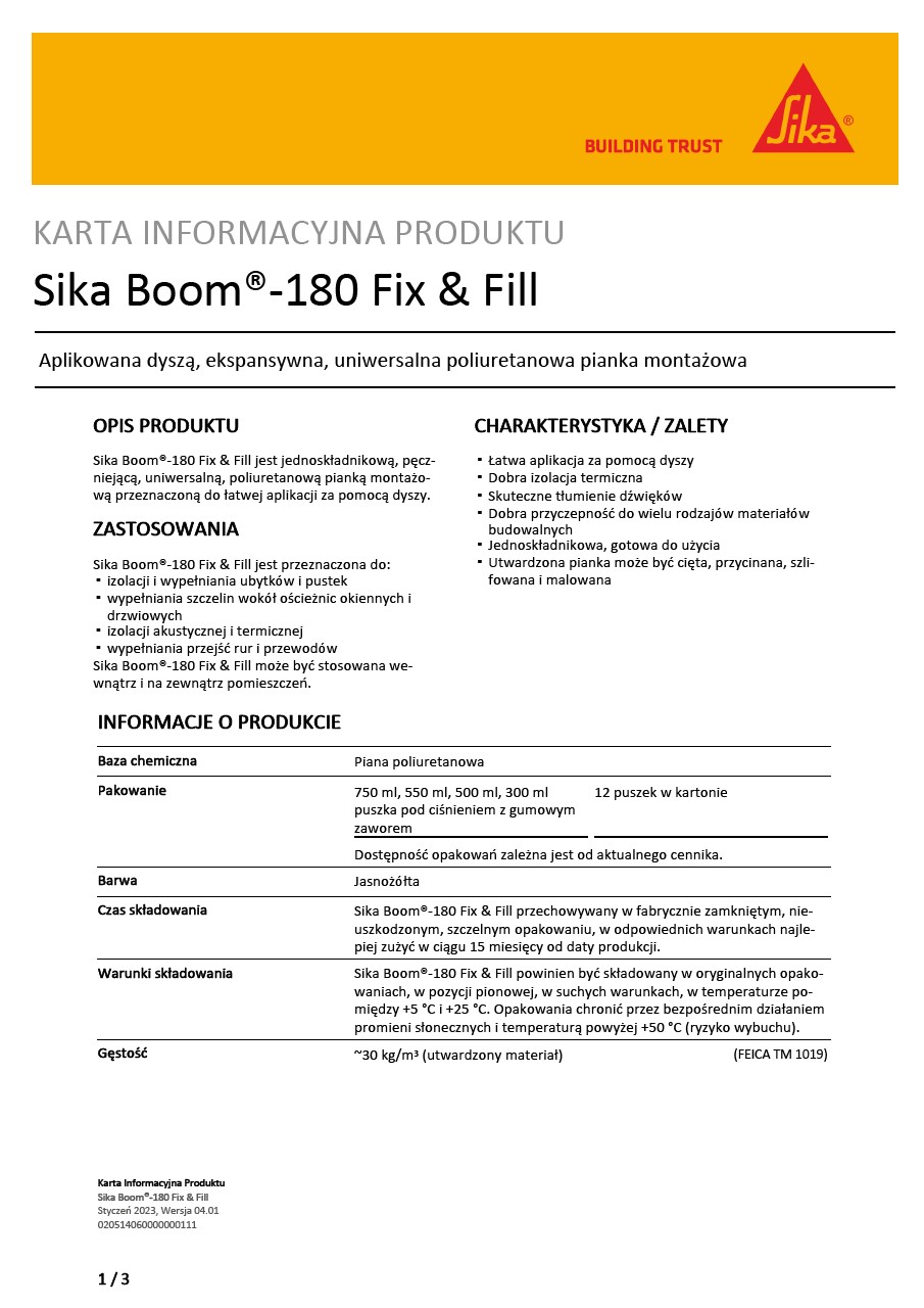 Sika Boom®-180 Fix & Fill