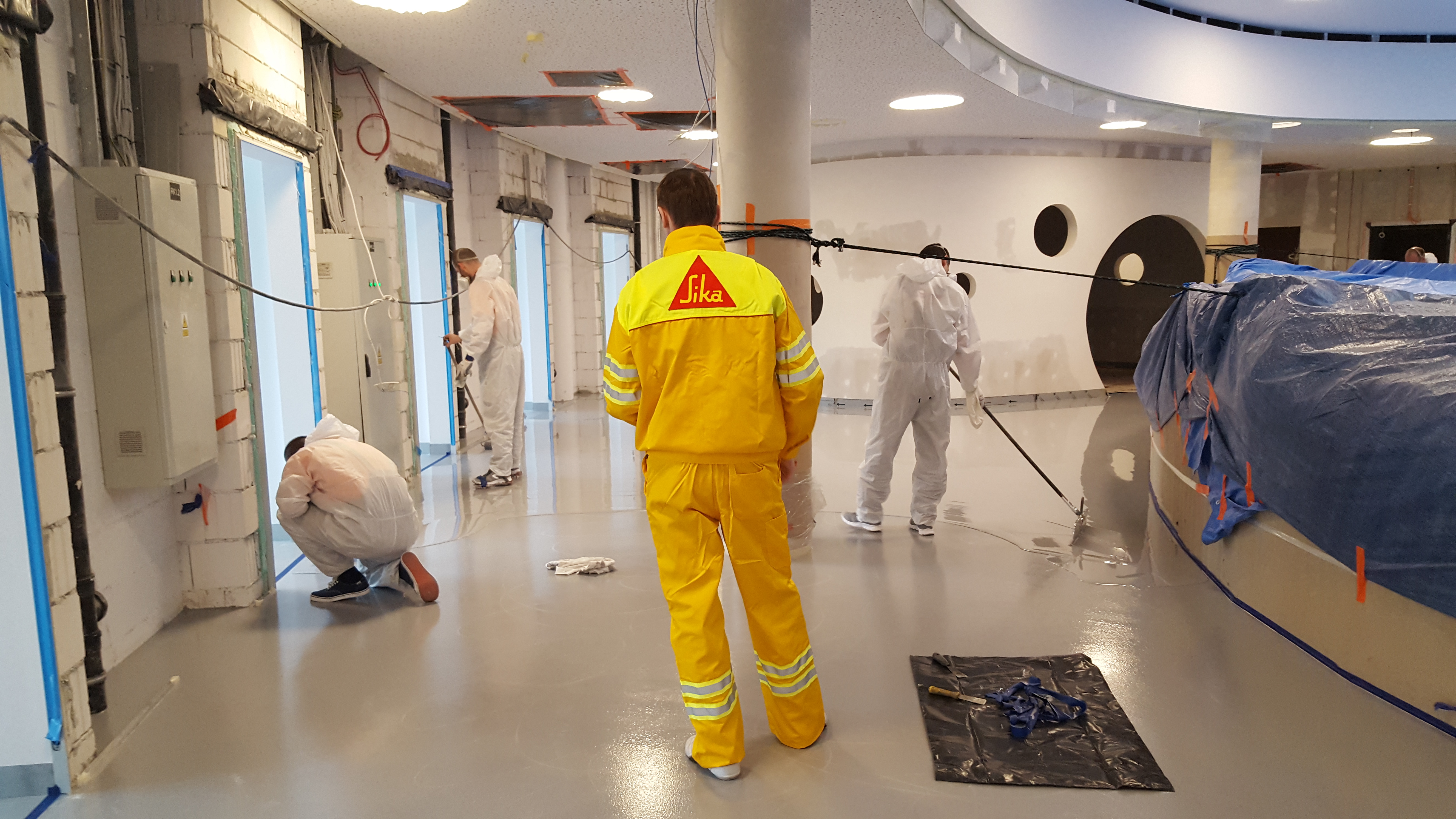 Sika concrete floor coating application training in Ethiopia